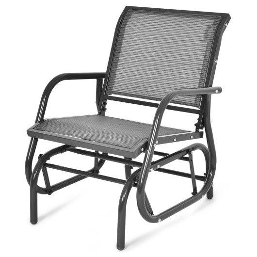 Outdoor Single Swing Glider Rocking Chair with Armrest-Gray at Set Shop and Smile