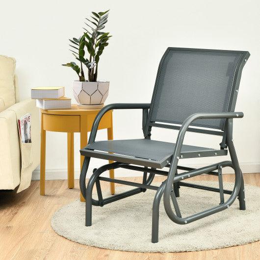 Outdoor Single Swing Glider Rocking Chair with Armrest-Gray at Set Shop and Smile