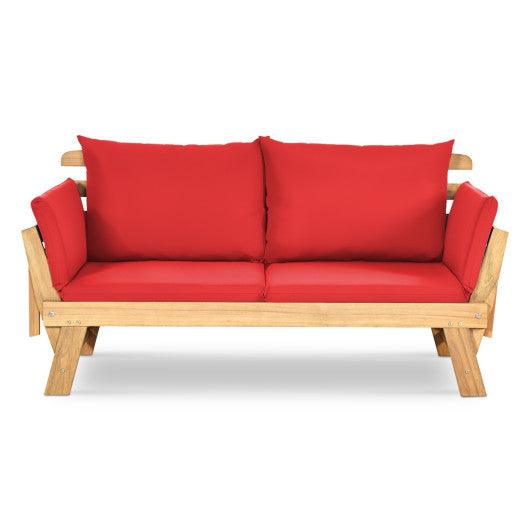 Adjustable Patio Convertible Sofa with Thick Cushion -Red at Set Shop and Smile