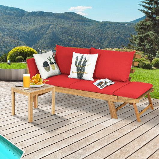 Adjustable Patio Convertible Sofa with Thick Cushion -Red at Set Shop and Smile