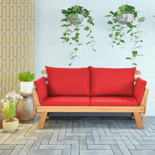 Adjustable Patio Convertible Sofa with Thick Cushion -Red at Set Shop and Smile
