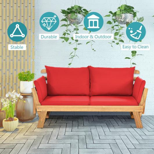 Adjustable Patio Convertible Sofa with Thick Cushion -Red at Set Shop and Smile