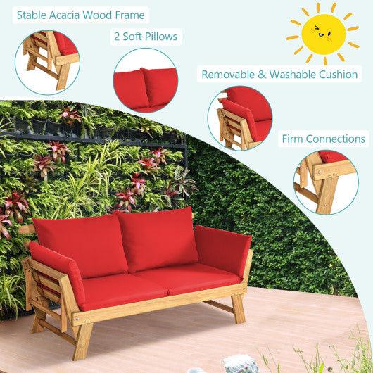 Adjustable Patio Convertible Sofa with Thick Cushion -Red at Set Shop and Smile