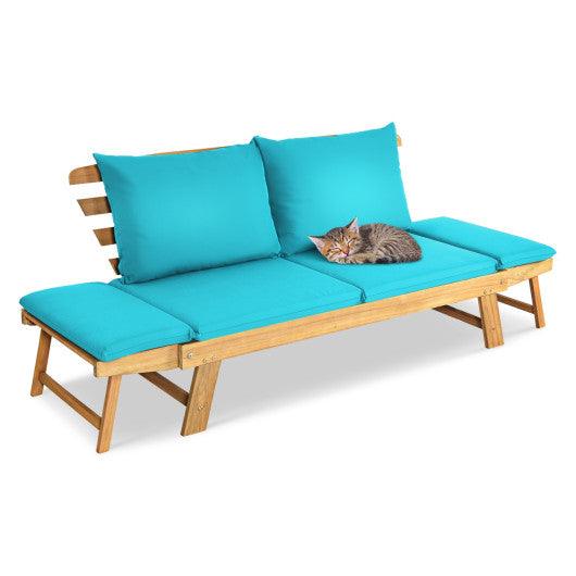 Adjustable Patio Convertible Sofa with Thick Cushion -Turquoise at Set Shop and Smile