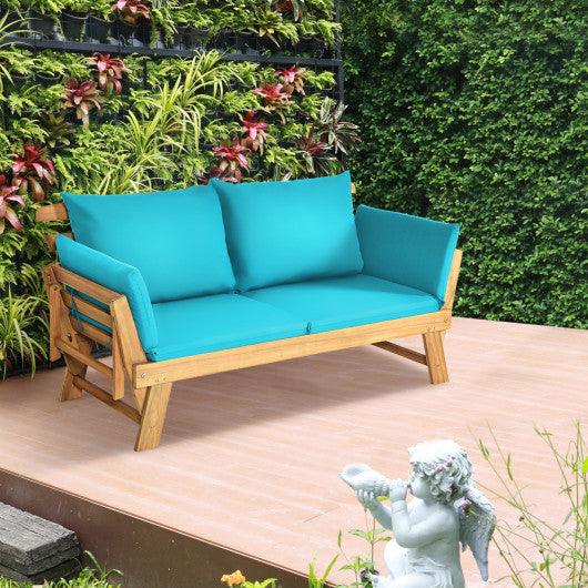 Adjustable Patio Convertible Sofa with Thick Cushion -Turquoise at Set Shop and Smile