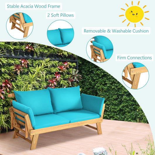 Adjustable Patio Convertible Sofa with Thick Cushion -Turquoise at Set Shop and Smile