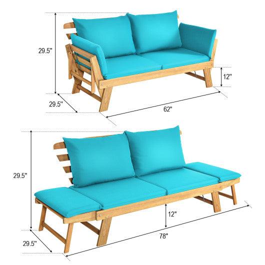 Adjustable Patio Convertible Sofa with Thick Cushion -Turquoise at Set Shop and Smile