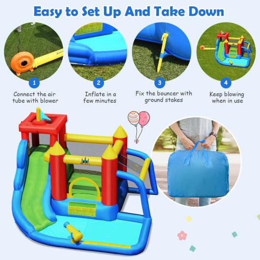 Inflatable Bounce House Splash Pool with Water Climb Slide Blower included at Set Shop and Smile