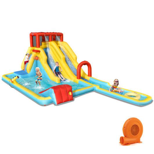 7-in-1 Inflatable Dual Slide Water Park Bounce House With 750 Blower at Set Shop and Smile
