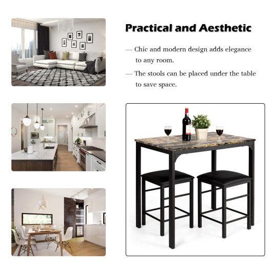 3 Piece Counter Height Dining Set Faux Marble Table at Set Shop and Smile