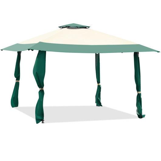 13 Feet x 13 Feet Pop Up Canopy Tent Instant Outdoor Folding Canopy Shelter-Green at Set Shop and Smile