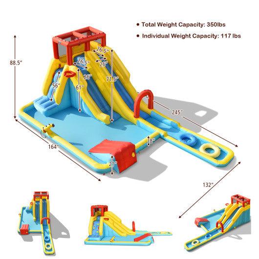 Inflatable Dual Slide Water Park Climbing Bouncer with 735W Air Blower at Set Shop and Smile