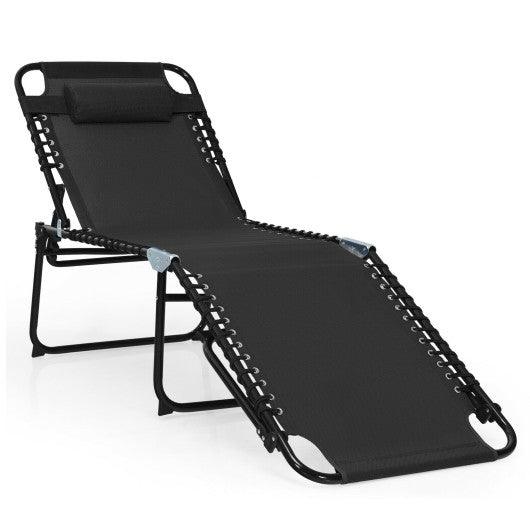 Foldable Recline Lounge Chair with Adjustable Backrest and Footrest-Black at Set Shop and Smile