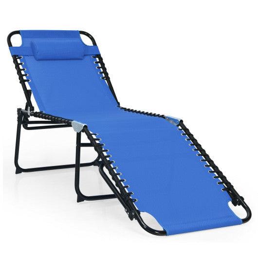 Foldable Recline Lounge Chair with Adjustable Backrest and Footrest-Blue at Set Shop and Smile