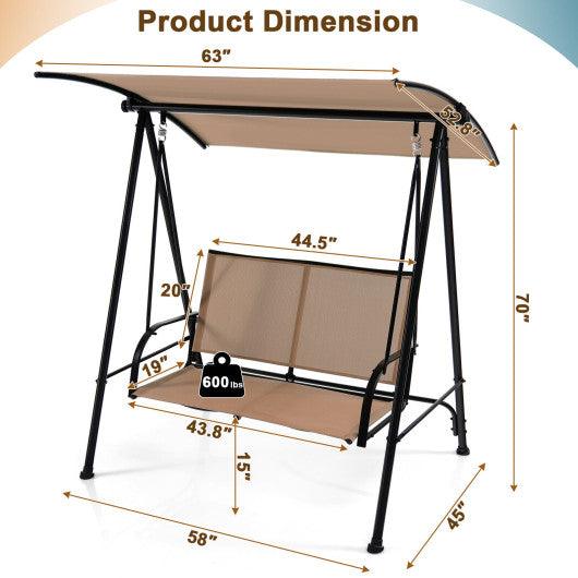 2-Seat Outdoor Canopy Swing with Comfortable Fabric Seat and Heavy-duty Metal Frame-Beige at Set Shop and Smile