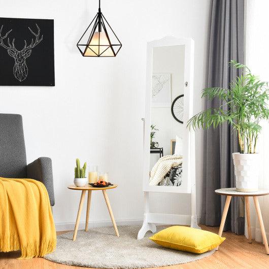 4-Angle Tilting Mirrored Lockable Jewelry Cabinet with Large Storage Capacity-White at Set Shop and Smile