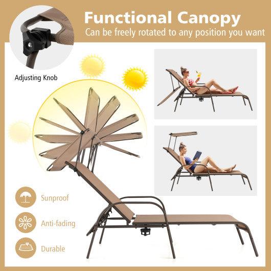 Patio Heavy-Duty 5-Level Adjustable Chaise Lounge Chair-Brown at Set Shop and Smile