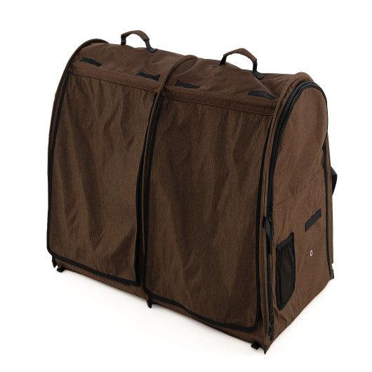 Double Compartment Pet Carrier with 2 Removable Hammocks-Brown at Set Shop and Smile
