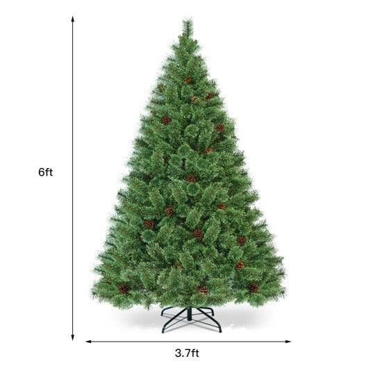 6 Feet Pre-Lit PVC Artificial Carolina Pine Tree with LED Lights at Set Shop and Smile