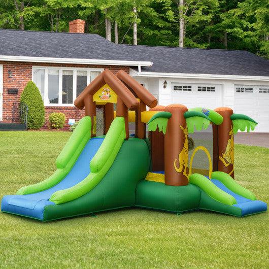 Kids Inflatable Jungle Bounce House Castle with Blower at Set Shop and Smile