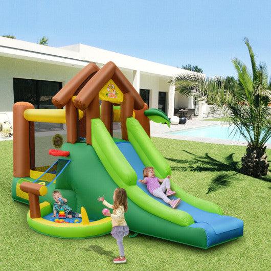 Kids Inflatable Jungle Bounce House Castle with Blower at Set Shop and Smile