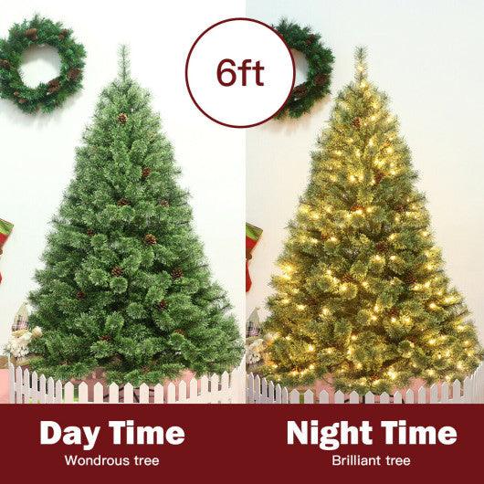 6 Feet Pre-Lit PVC Artificial Carolina Pine Tree with LED Lights at Set Shop and Smile