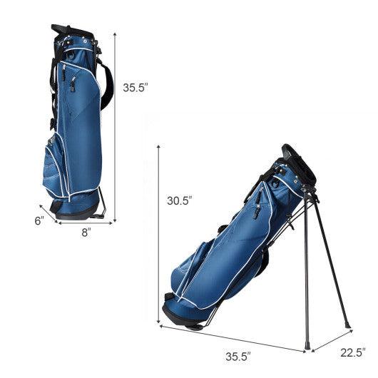 Golf Stand Cart Bag with 4 Way Divider Carry Organizer Pockets-Blue at Set Shop and Smile