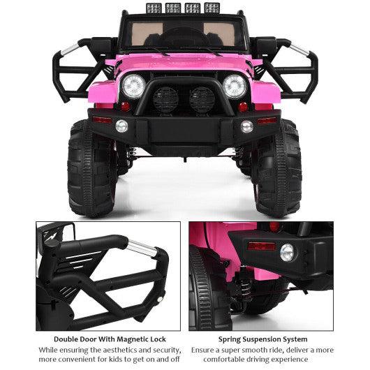 12V Kids Remote Control Riding Truck Car with LED Lights-Pink at Set Shop and Smile