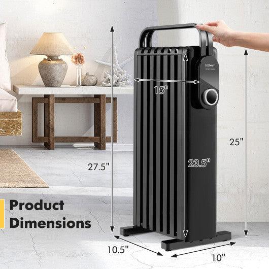 1500W Electric Space Heater Oil Filled Radiator Heater with Foldable Rack-Black at Set Shop and Smile