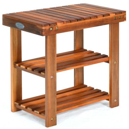 3-Tier Wood Shoe Rack 19' Shoe Bench Boots Organizer at Set Shop and Smile