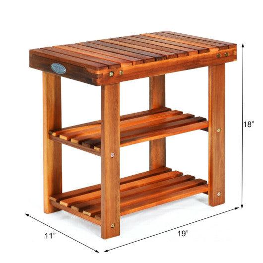 3-Tier Wood Shoe Rack 19' Shoe Bench Boots Organizer at Set Shop and Smile