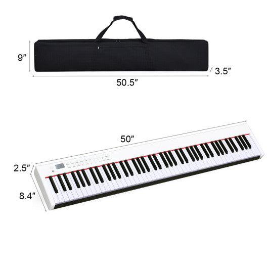 88-Key Portable Full-Size Semi-weighted Digital Piano Keyboard-White at Set Shop and Smile