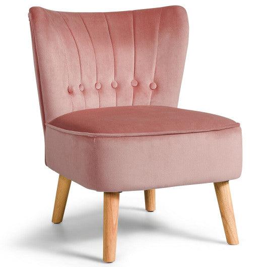 Armless Accent Chair Tufted Velvet Leisure Chair-Pink at Set Shop and Smile