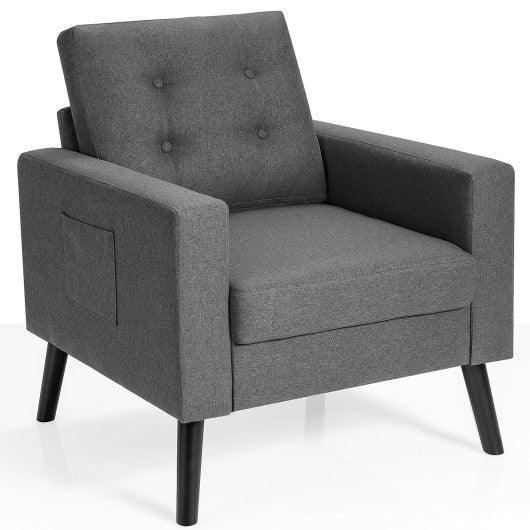 Mid-Century Upholstered Armchair Club Chair with Rubber Wood Legs-Gray at Set Shop and Smile