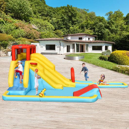 Inflatable Dual Slide Water Park Climbing Bouncer with 735W Air Blower at Set Shop and Smile