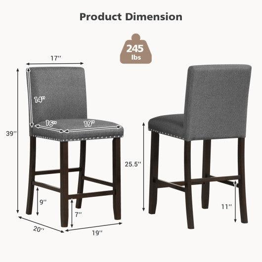 Set of 2 Linen Fabric Bar Stools with Back for Kitchen Island at Set Shop and Smile
