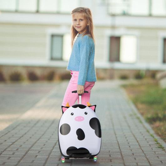 16 Inch Kids Rolling Luggage with 2 Flashing Wheels and Telescoping Handle-Black & White at Set Shop and Smile