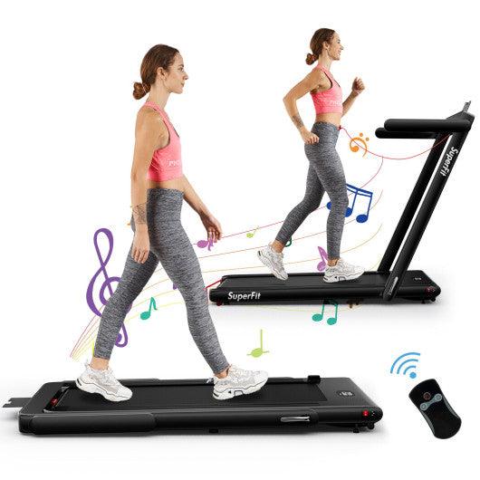 2.25HP 2 in 1 Folding Treadmill with APP Speaker Remote Control-Black at Set Shop and Smile