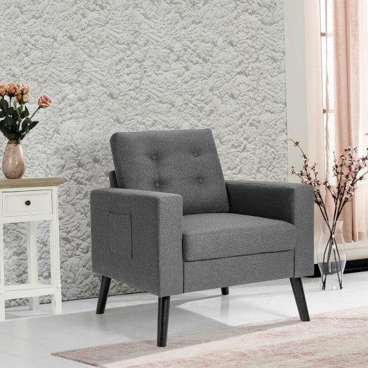 Mid-Century Upholstered Armchair Club Chair with Rubber Wood Legs-Gray at Set Shop and Smile