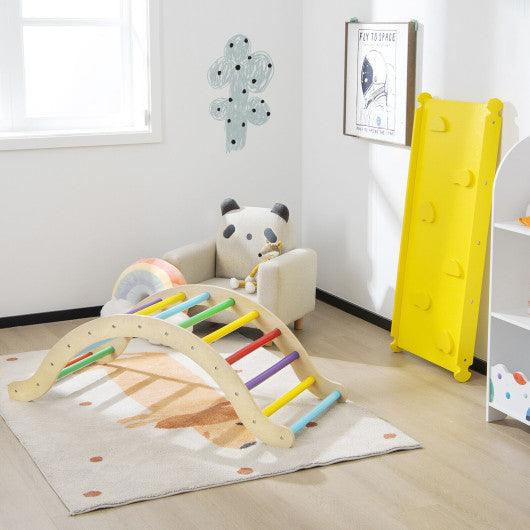 3-in-1 Kids Climber Set Wooden Arch Triangle Rocker with Ramp and Mat at Set Shop and Smile