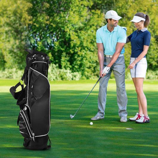 Golf Stand Cart Bag with 4 Way Divider Carry Organizer Pockets-Black at Set Shop and Smile