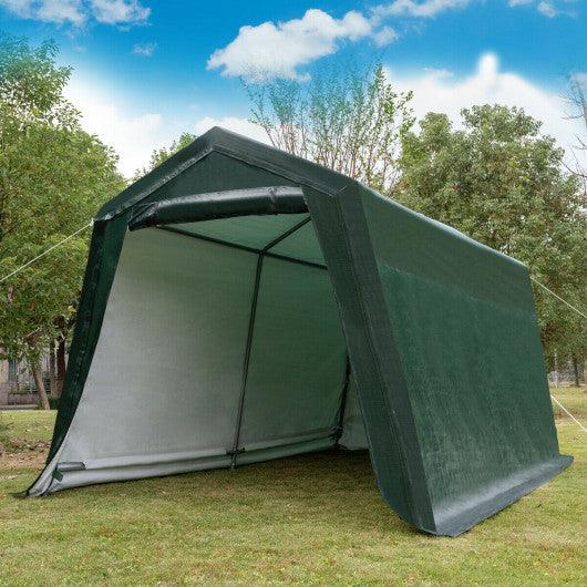 Outdoor Carport Shed with Sidewalls and Waterproof Ripstop Cover-10 x 10 ft at Set Shop and Smile