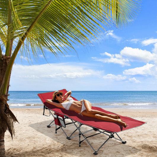 Folding Retractable Travel Camping Cot with Mattress and Carry Bag-Red at Set Shop and Smile