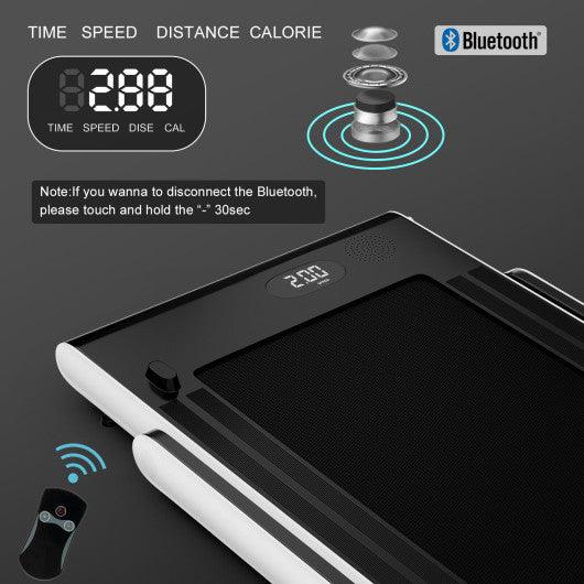 2.25HP 2 in 1 Folding Treadmill with APP Speaker Remote Control-White at Set Shop and Smile