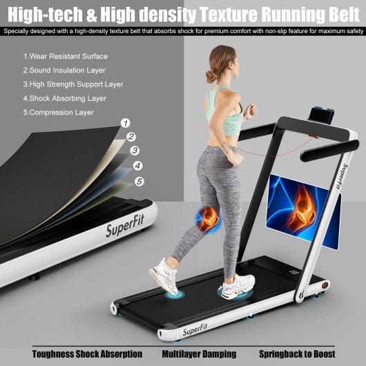 2.25HP 2 in 1 Folding Treadmill with APP Speaker Remote Control-White at Set Shop and Smile