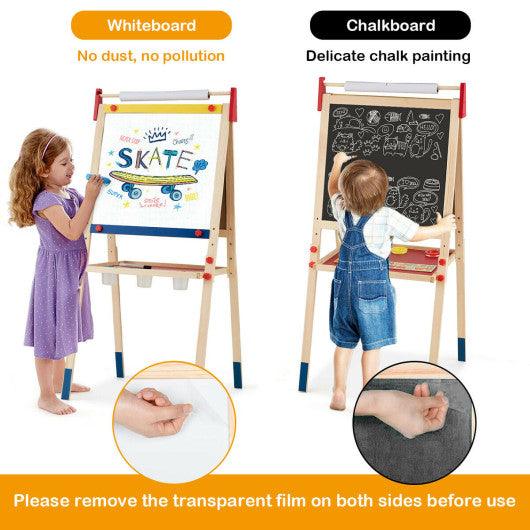 All-in-One Wooden Height Adjustable Kid's Art Easel at Set Shop and Smile