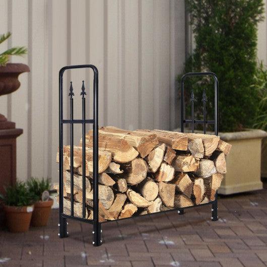 4 Feet Outdoor Heavy Duty Steel Firewood Wood Storage Rack at Set Shop and Smile