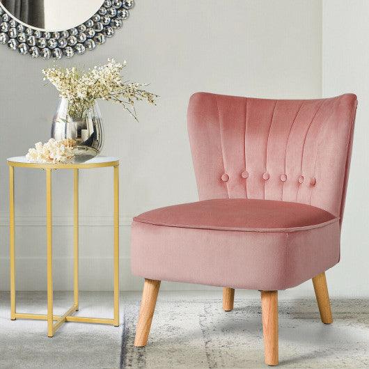 Armless Accent Chair Tufted Velvet Leisure Chair-Pink at Set Shop and Smile
