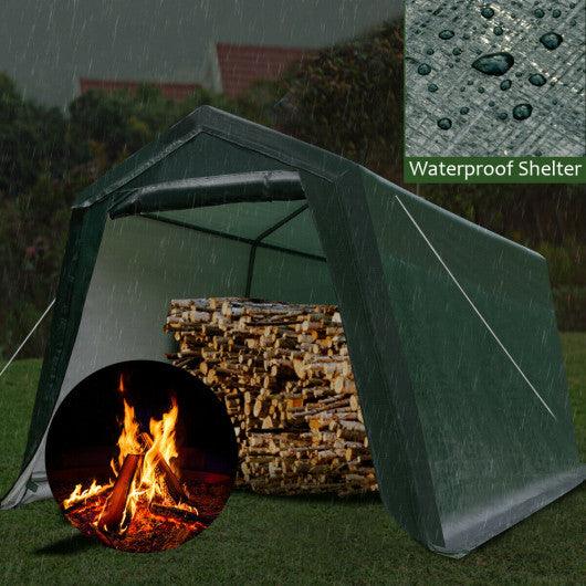 Outdoor Carport Shed with Sidewalls and Waterproof Ripstop Cover-10 x 10 ft at Set Shop and Smile