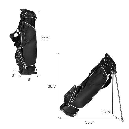 Golf Stand Cart Bag with 4 Way Divider Carry Organizer Pockets-Black at Set Shop and Smile
